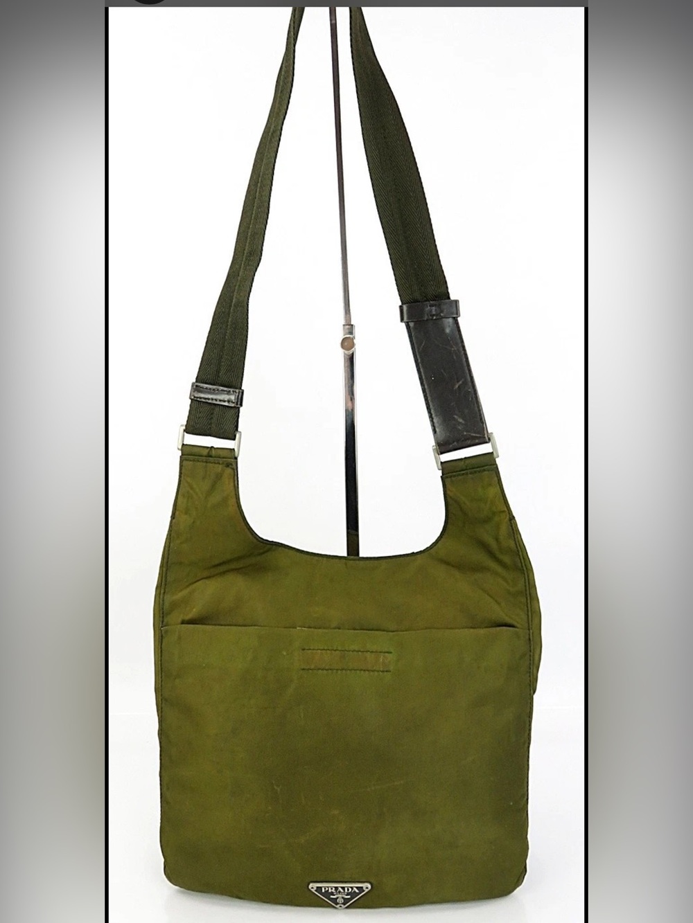 Prada Olive Green Nylon Messenger Crossbody Bag